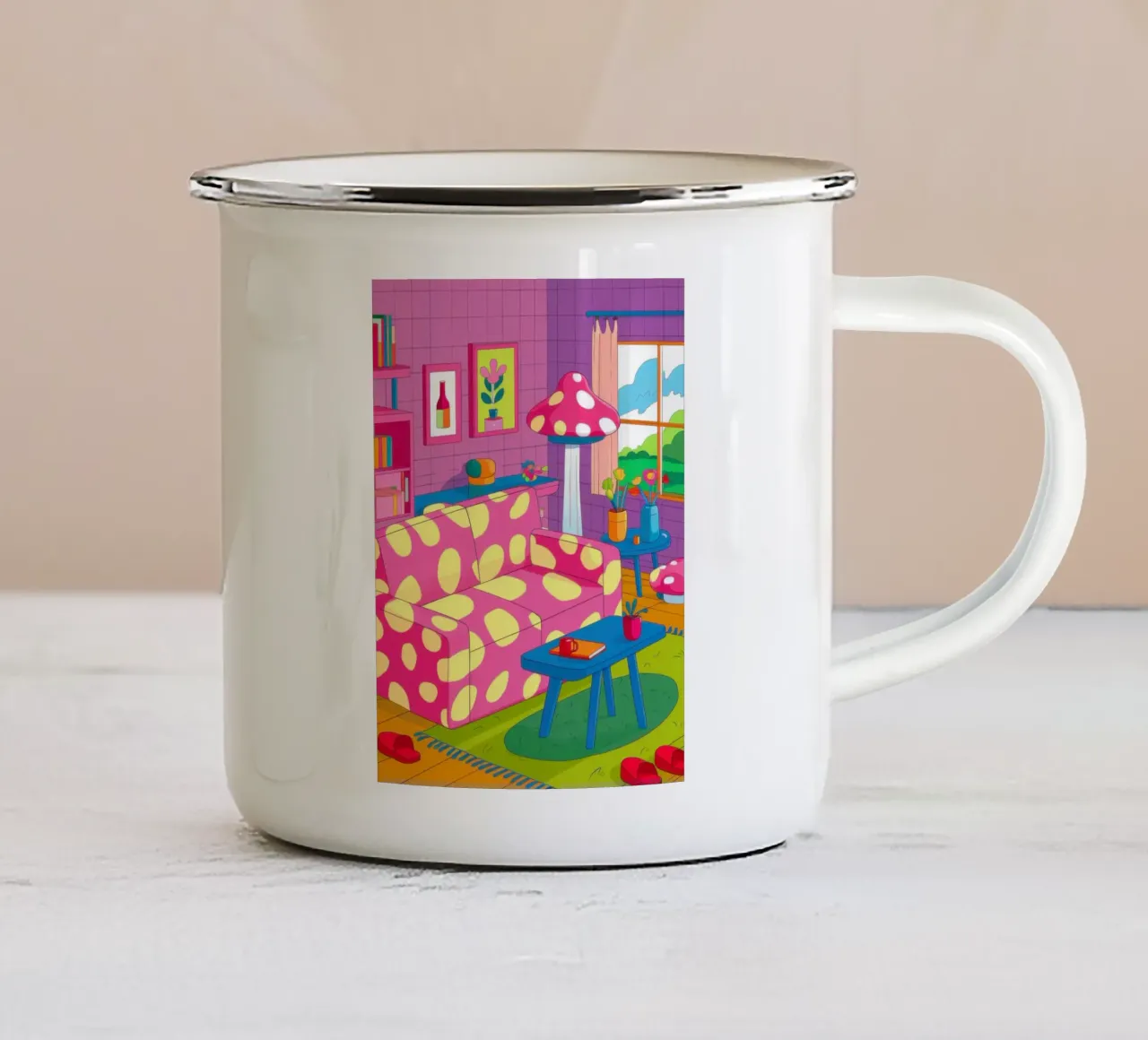 Lampada e vaso astratti tazza in smalto da Marigold Tiga