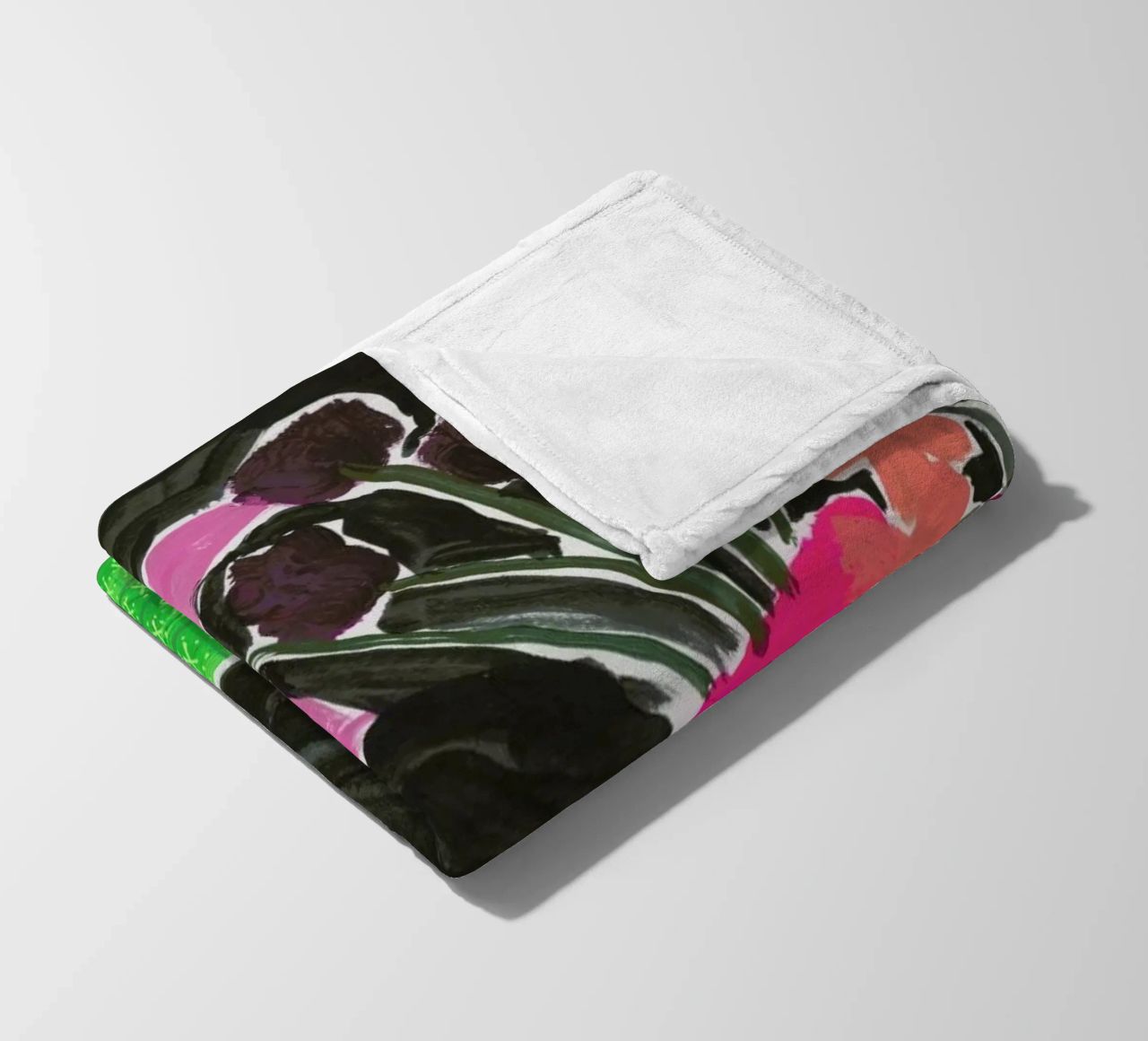 Flowers In Vases On Patterned Tablecloth fleece blanket by Sonia Brittain