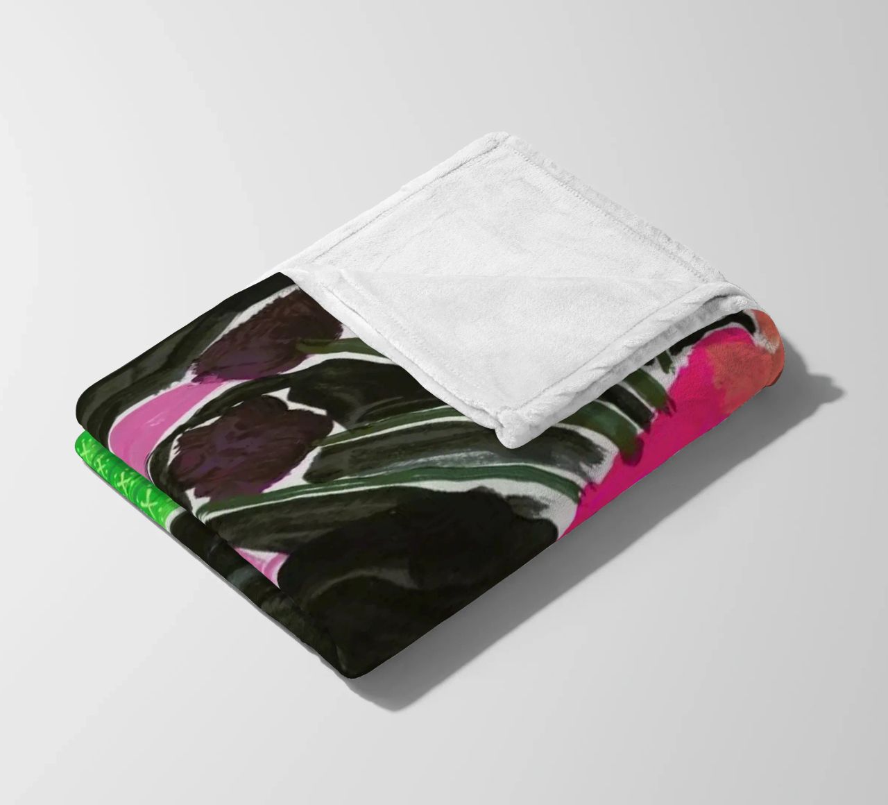 Flowers In Vases On Patterned Tablecloth fleece blanket by Sonia Brittain