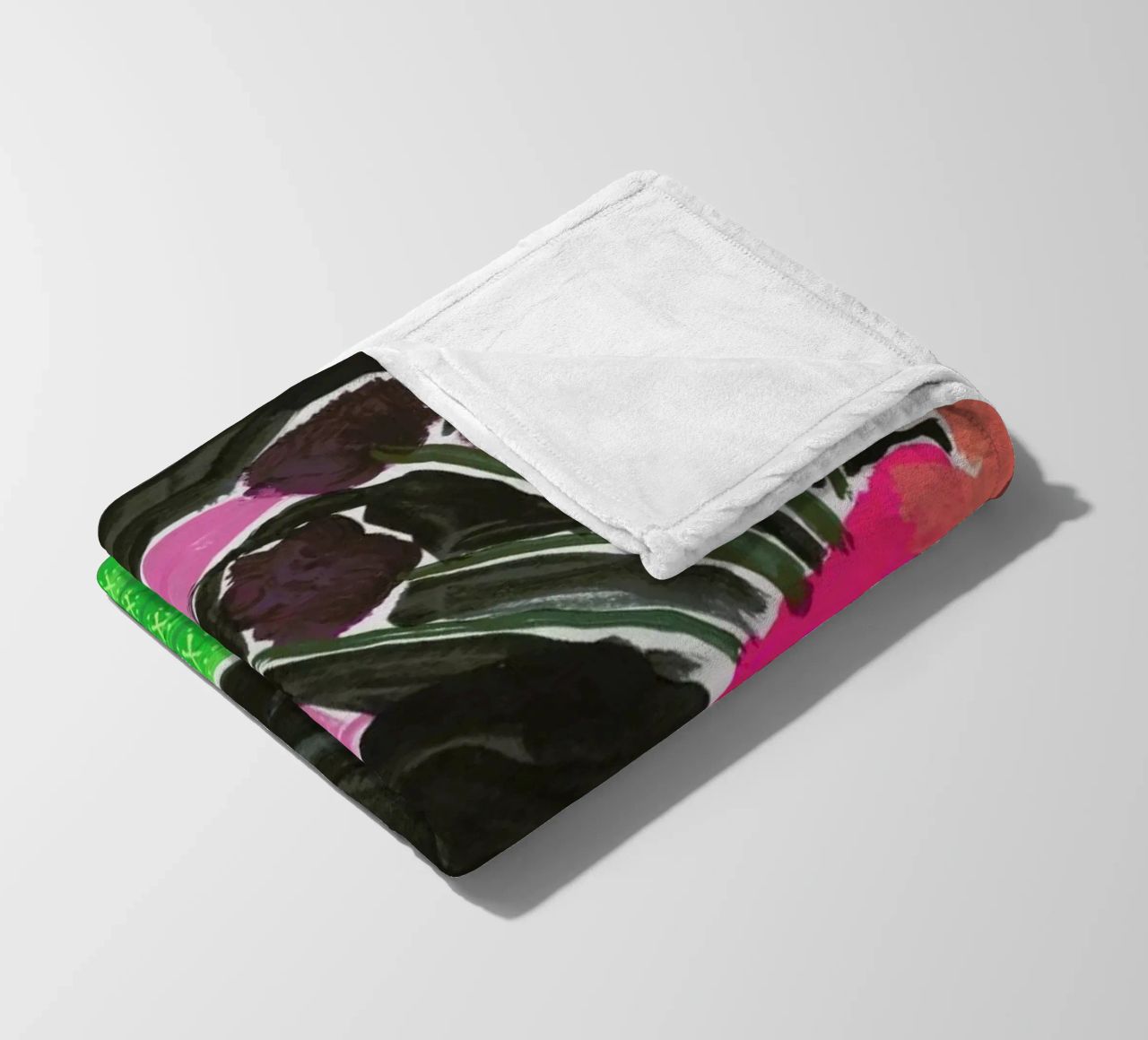 Flowers In Vases On Patterned Tablecloth fleece blanket by Sonia Brittain