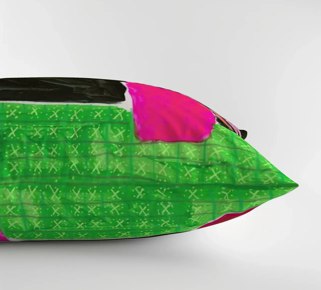 Flowers In Vases On Patterned Tablecloth cuscino da Sonia Brittain