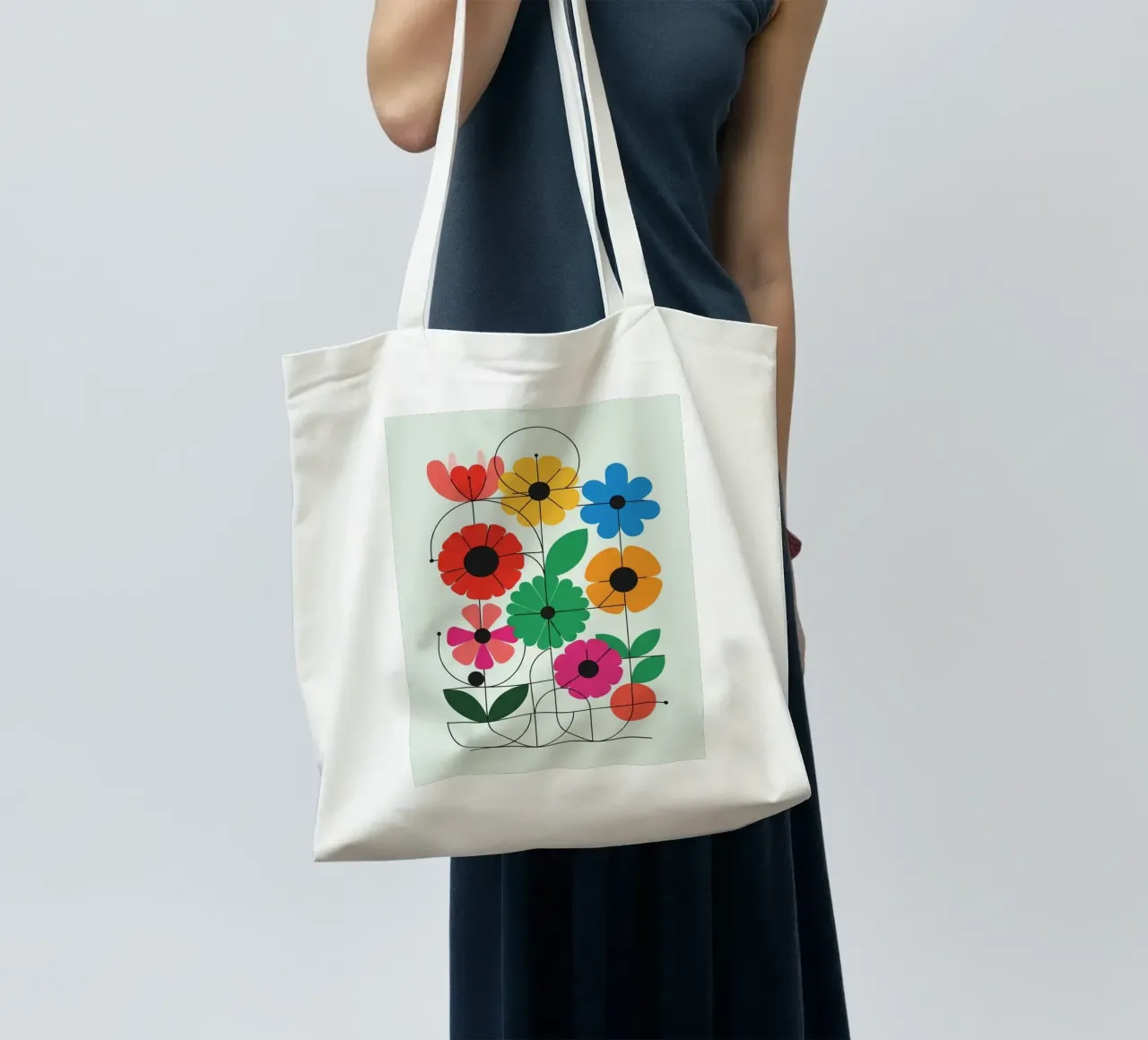 Floral bauhaus #103: The Blueprint for Joy tote bag by Zen Design