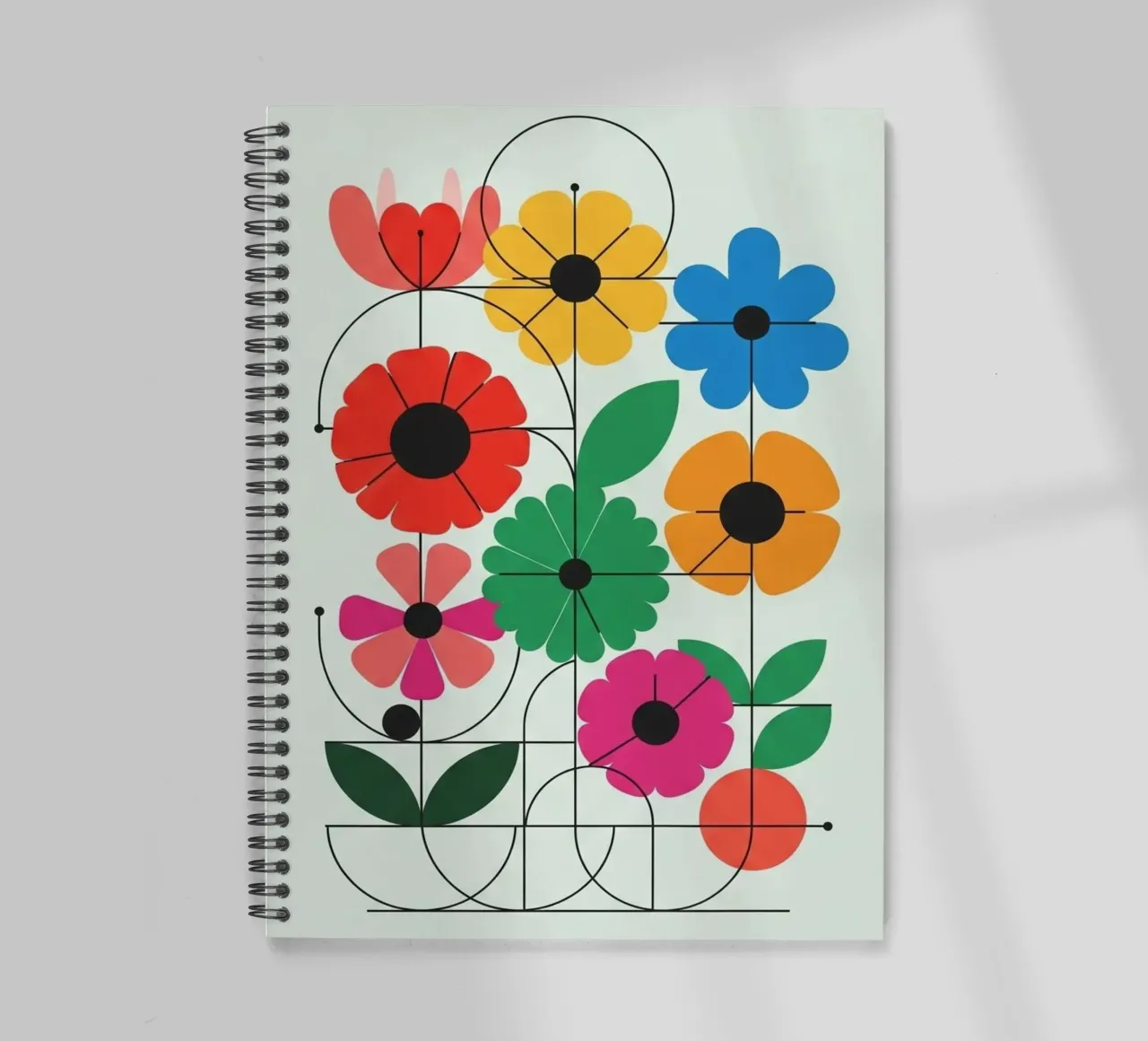 Floral bauhaus #103: The Blueprint for Joy spiral notebook by Zen Design