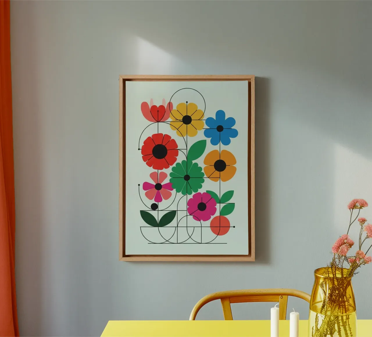 Floral bauhaus #103: The Blueprint for Joy tela con Cornice a cassetta da Zen Design