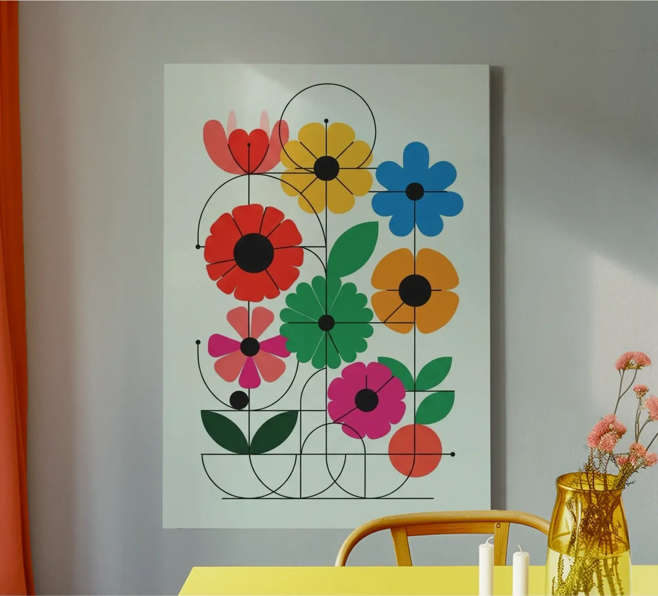Floral bauhaus #103: The Blueprint for Joy tela con Cornice a cassetta da Zen Design