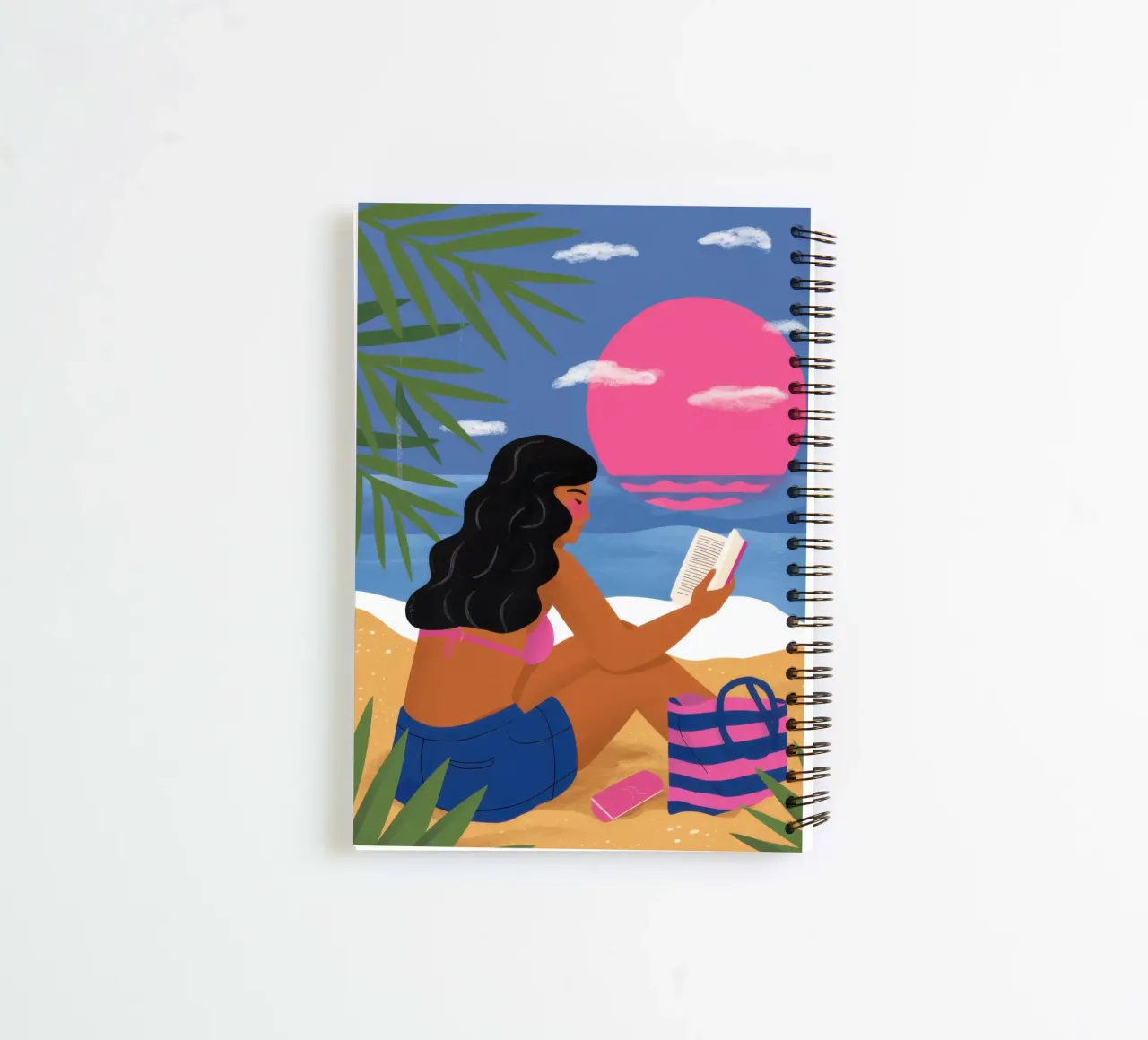 Reading on the Beach spiral notebook by Sentinel Glow