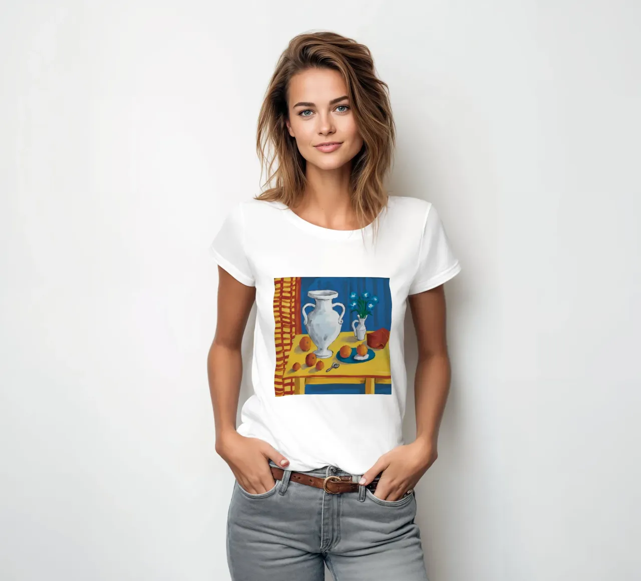 White Urn Stillness women's fitted t-shirt by Stone Decade