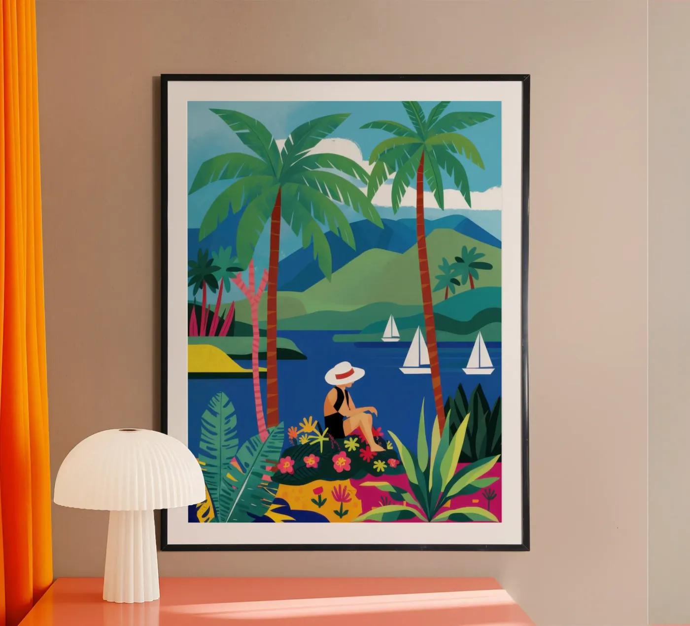 Barche a vela e palme poster da Sentinel Glow