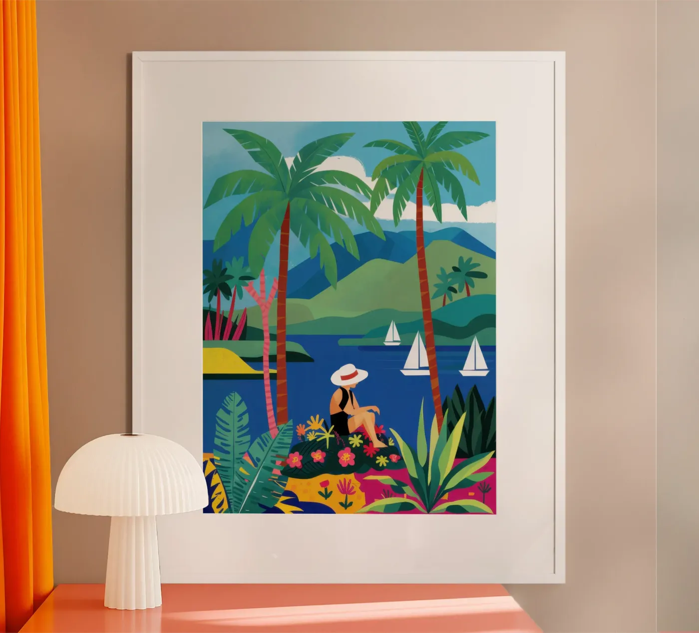 Barche a vela e palme poster da Sentinel Glow