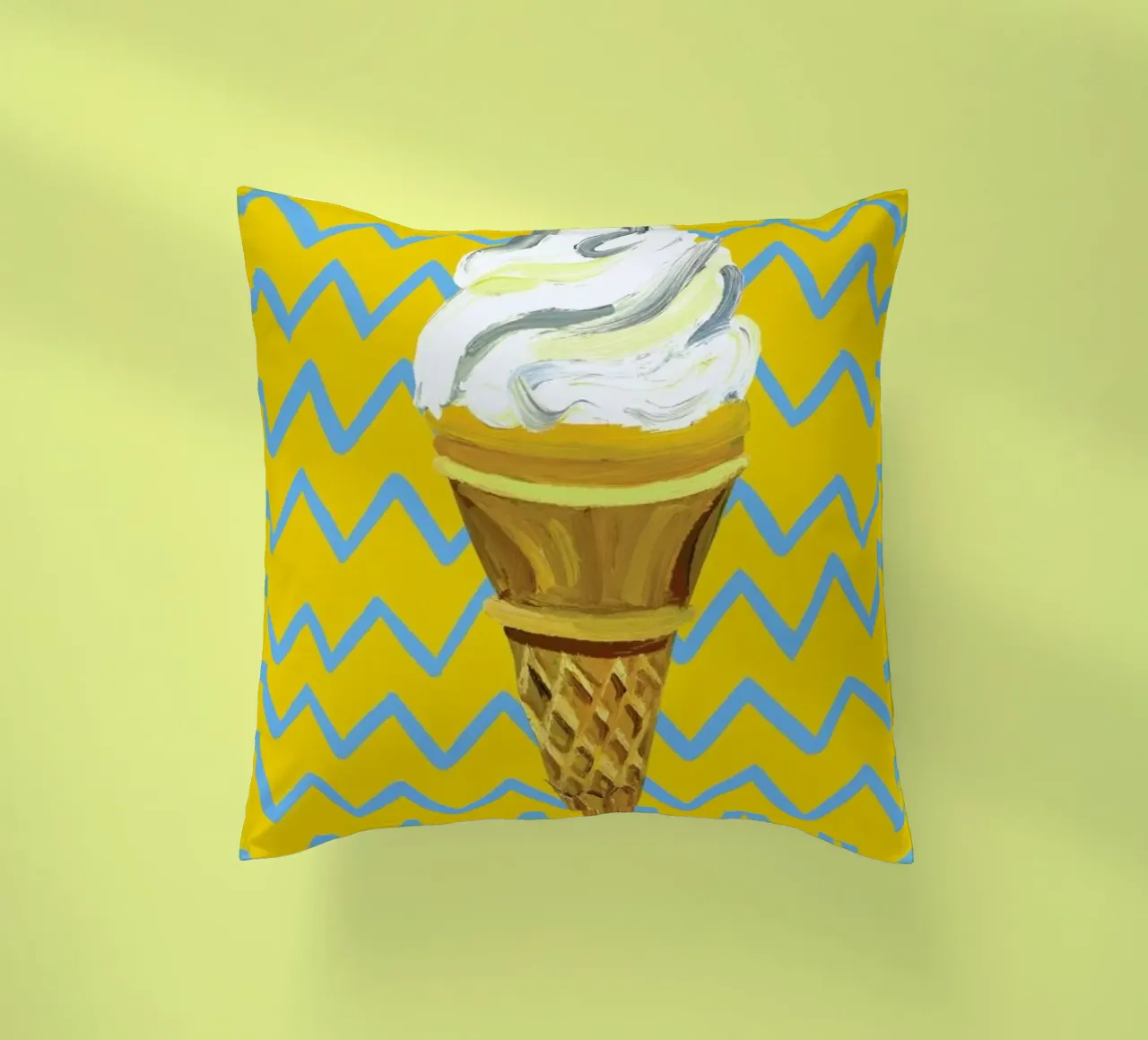 Ice Cream Yellow Zigzag decorative cushion by Alice Straker