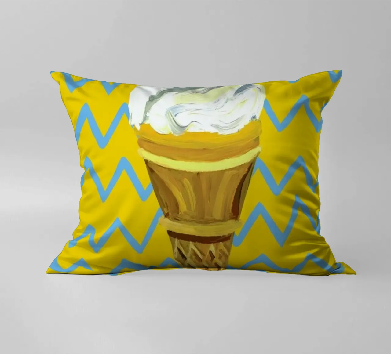 Ice Cream Yellow Zigzag decorative cushion by Alice Straker