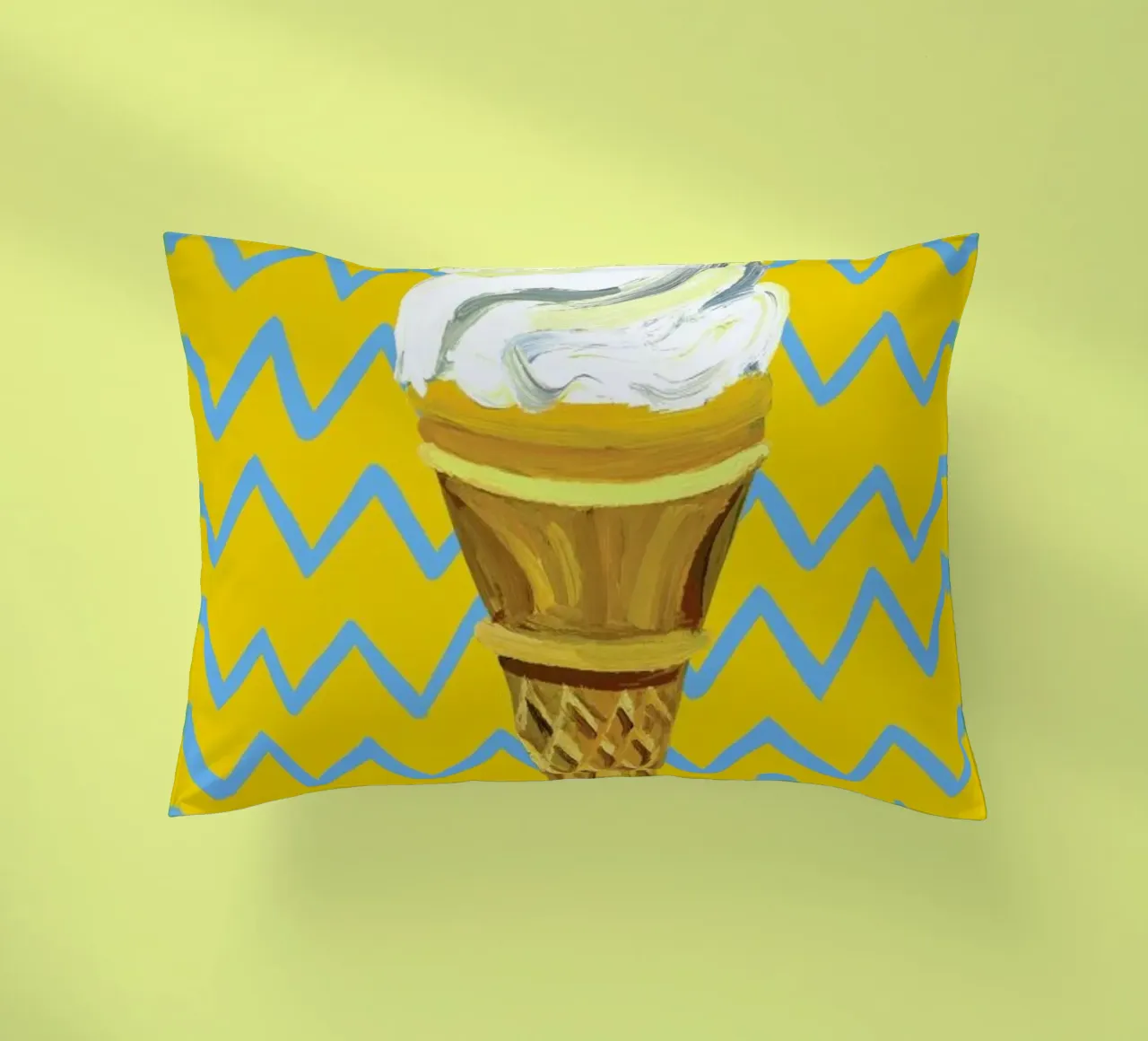 Ice Cream Yellow Zigzag decorative cushion by Alice Straker