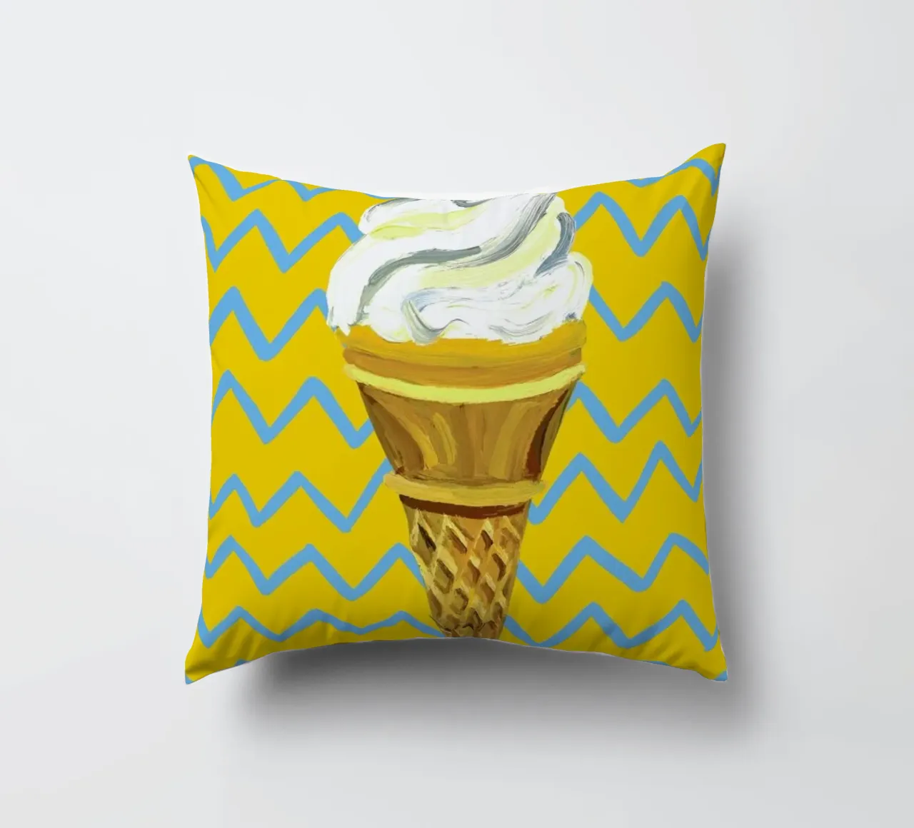Ice Cream Yellow Zigzag decorative cushion by Alice Straker