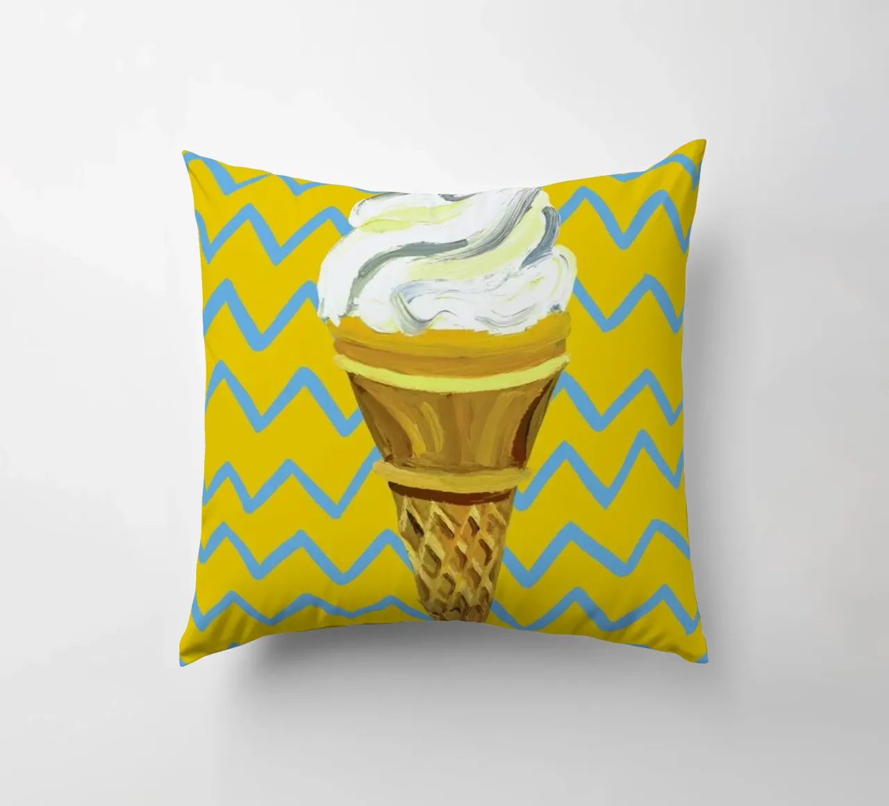 Ice Cream Yellow Zigzag decorative cushion by Alice Straker