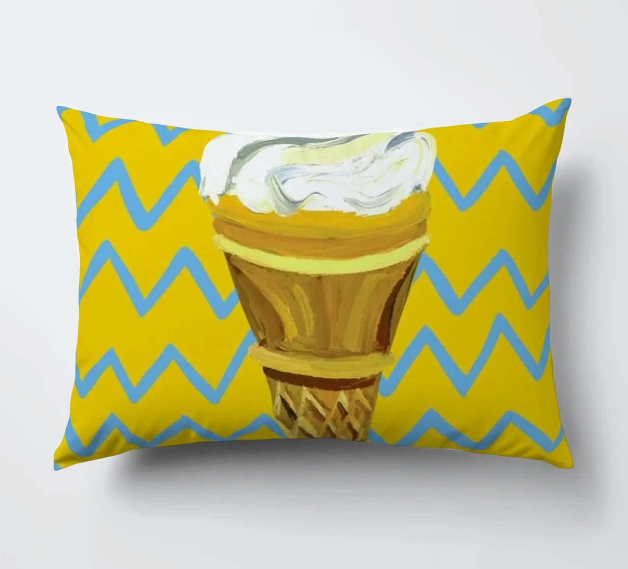 Ice Cream Yellow Zigzag decorative cushion by Alice Straker