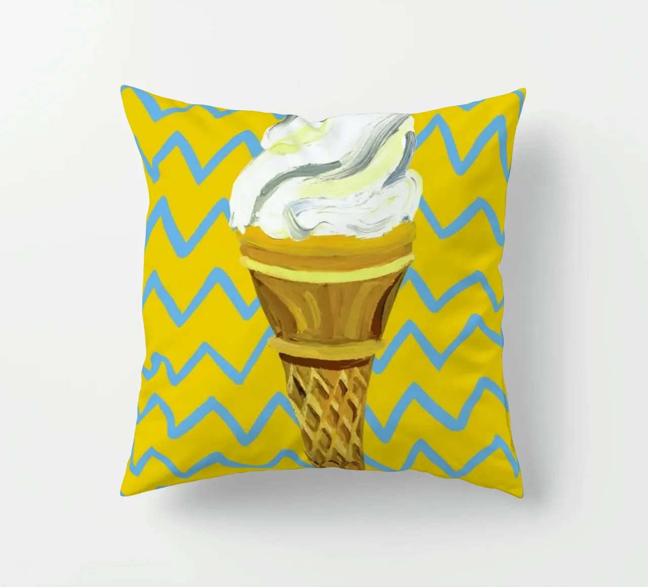 Ice Cream Yellow Zigzag decorative cushion by Alice Straker