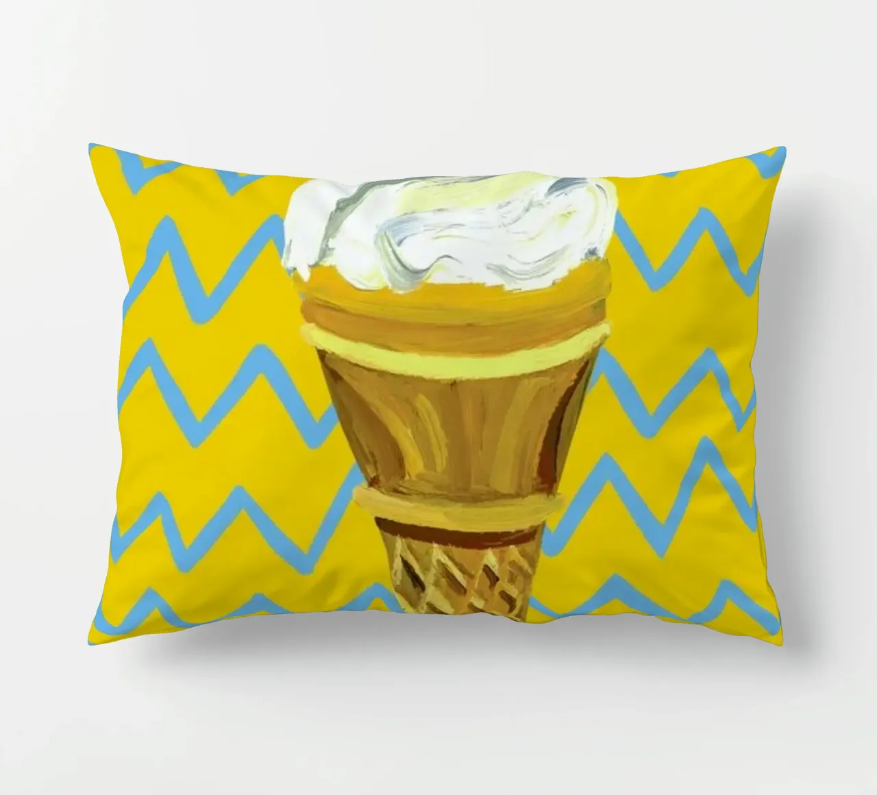 Ice Cream Yellow Zigzag decorative cushion by Alice Straker