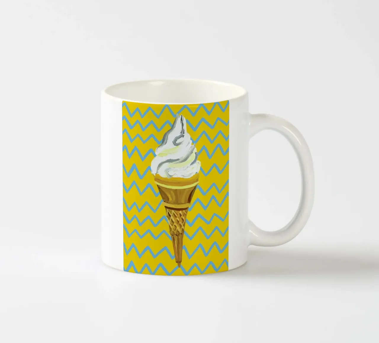 Ice Cream Yellow Zigzag tazza in ceramica da Alice Straker