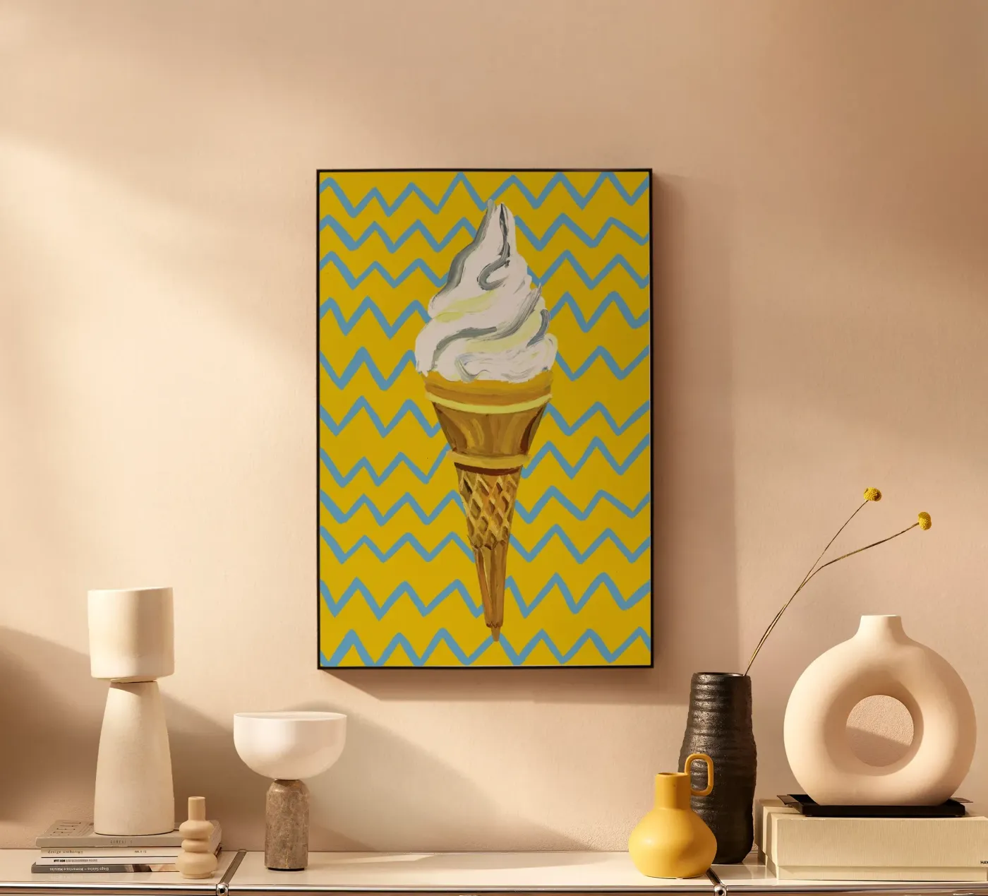 Ice Cream Yellow Zigzag plexiglass da Alice Straker