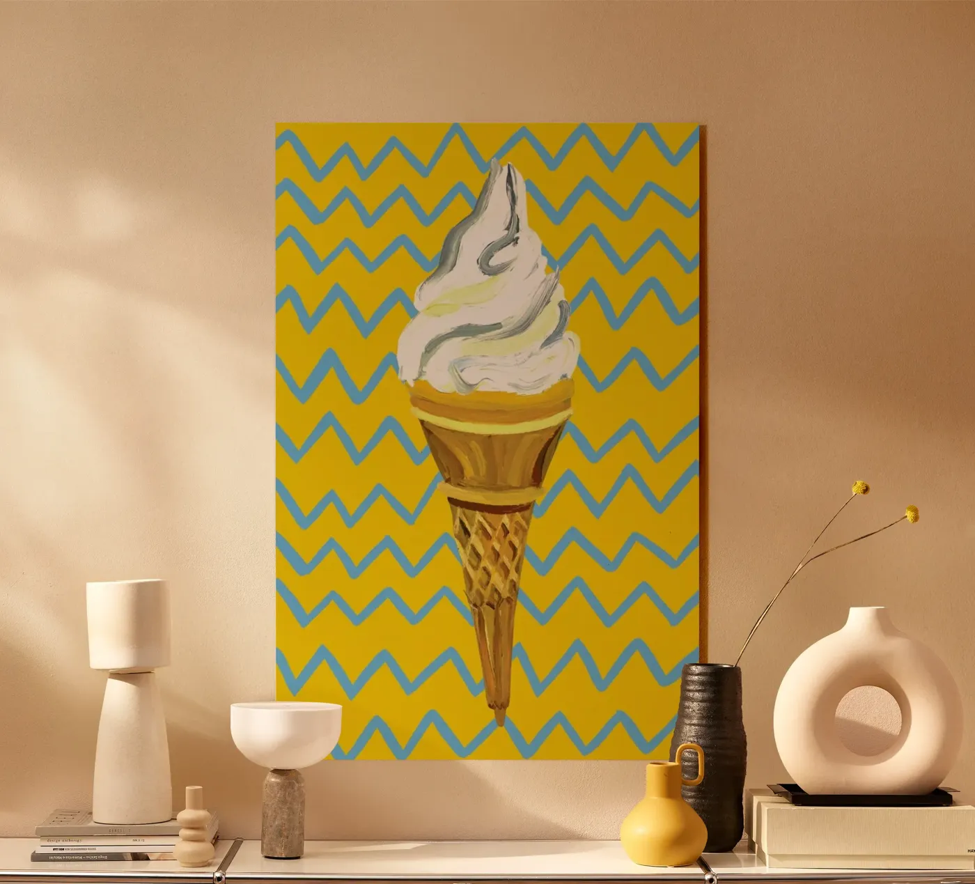 Ice Cream Yellow Zigzag plexiglass da Alice Straker