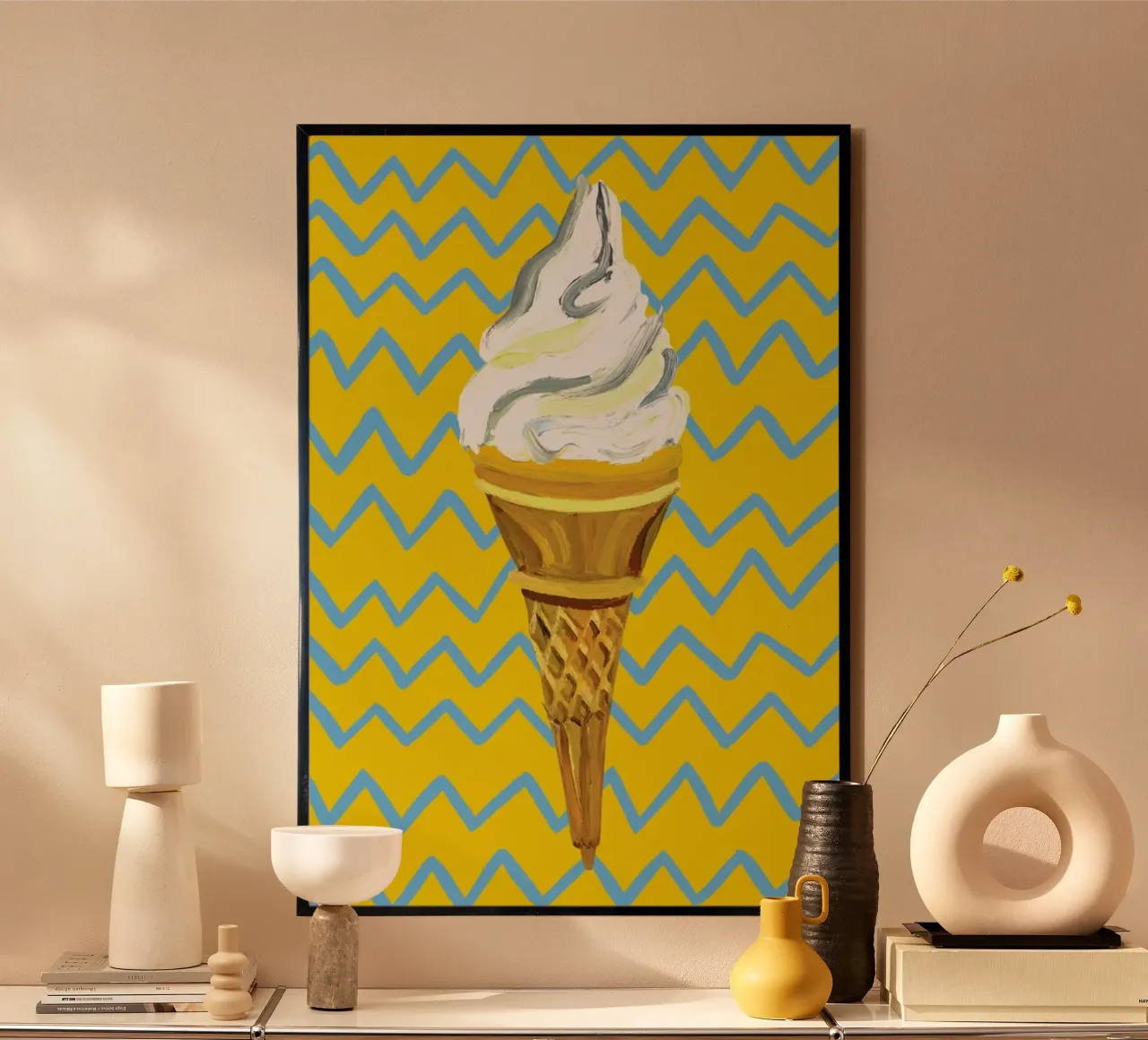 Ice Cream Yellow Zigzag carta hahnemühle da Alice Straker