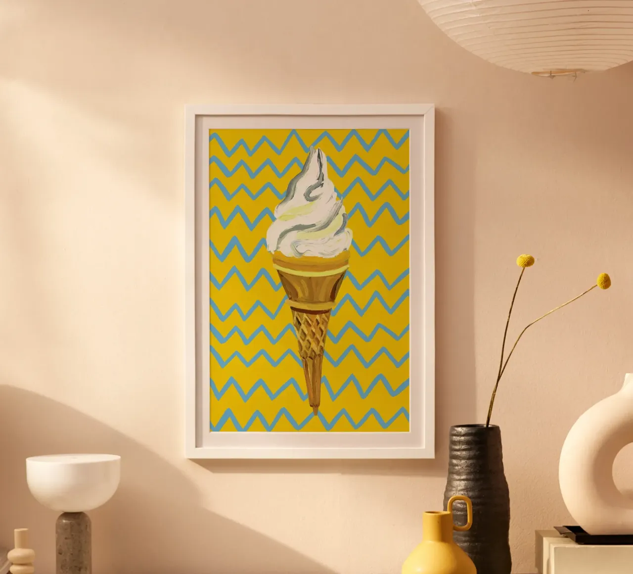 Ice Cream Yellow Zigzag carta hahnemühle da Alice Straker