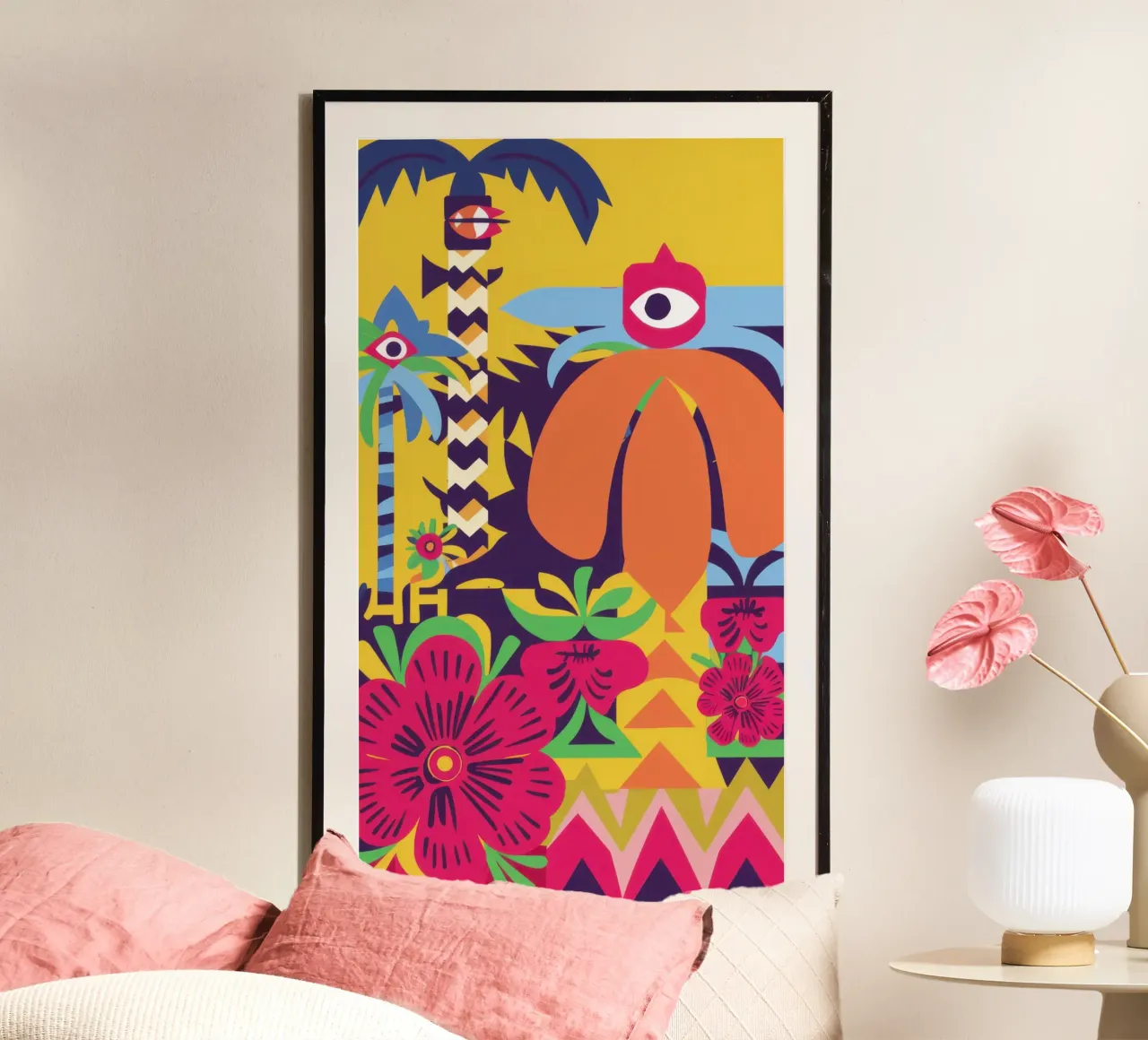 Psychedelische Totem-Vision Poster mit Kunststoffrahmen von Sentinel Glow