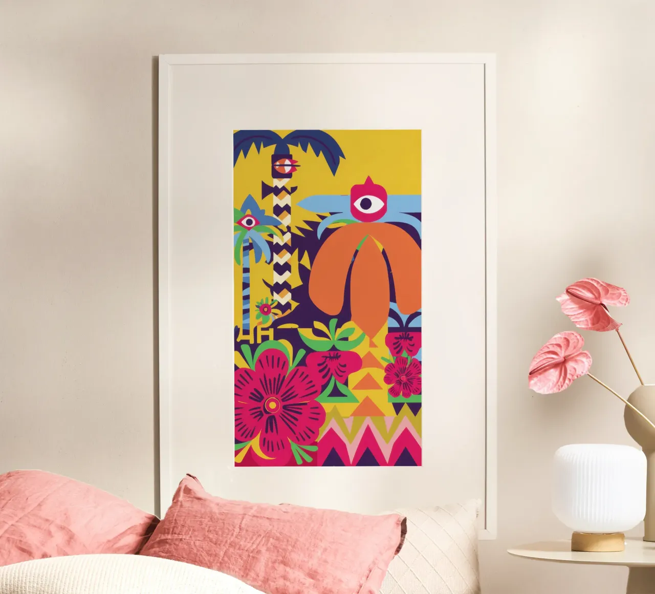 Psychedelische Totem-Vision Poster mit Kunststoffrahmen von Sentinel Glow