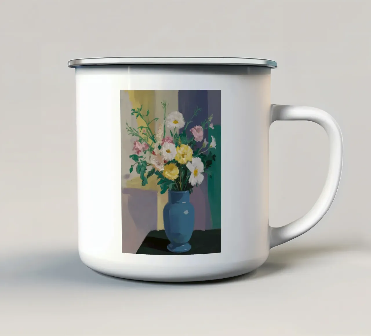 Vaso blu Rose gialle tazza in smalto da Stone Decade