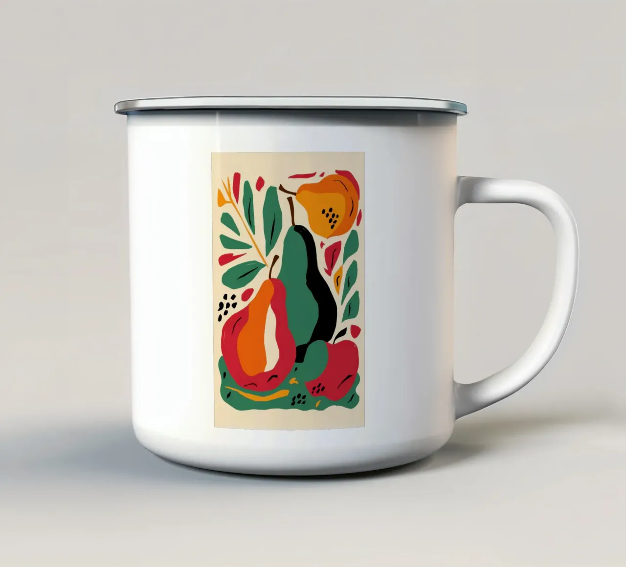 Pera e fiore astratto tazza in smalto da Sentinel Glow