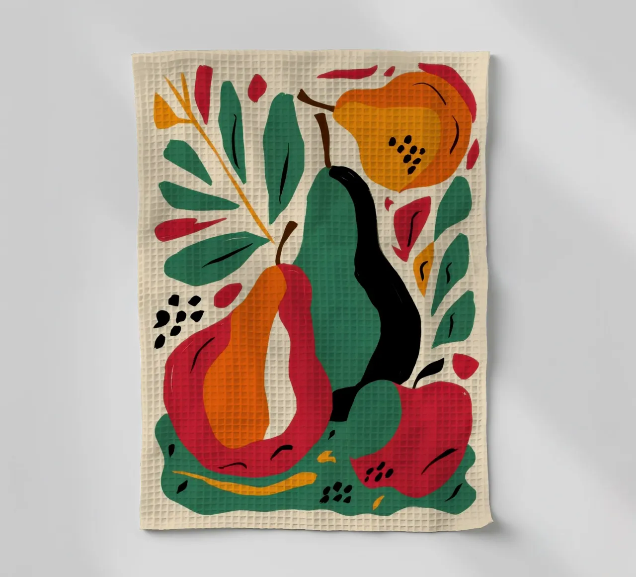 Abstract Pear and Flower tea towel by Sentinel Glow