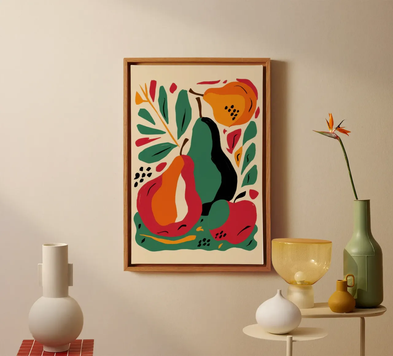 Abstracte peer en bloem canvas van Sentinel Glow