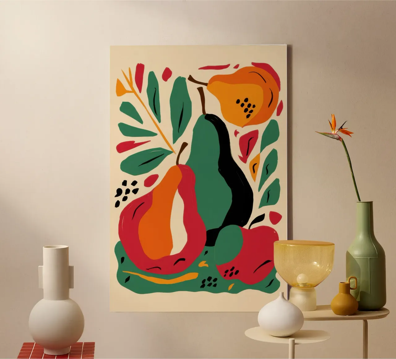 Abstracte peer en bloem canvas van Sentinel Glow