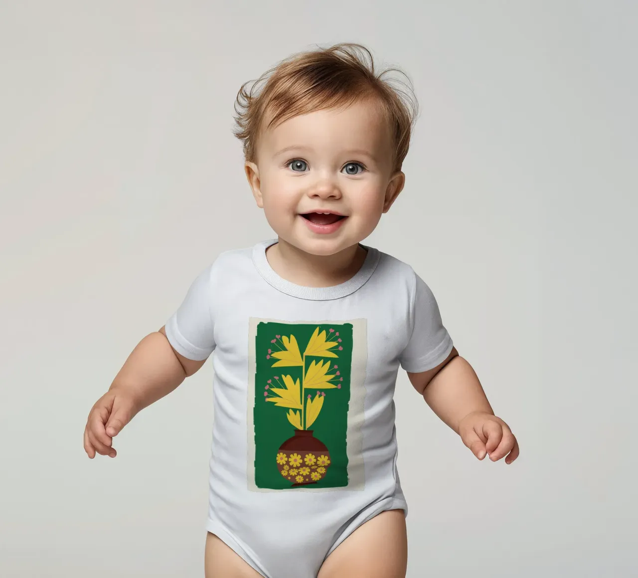 Vase jaune Fond vert body bébé de Sentinel Glow