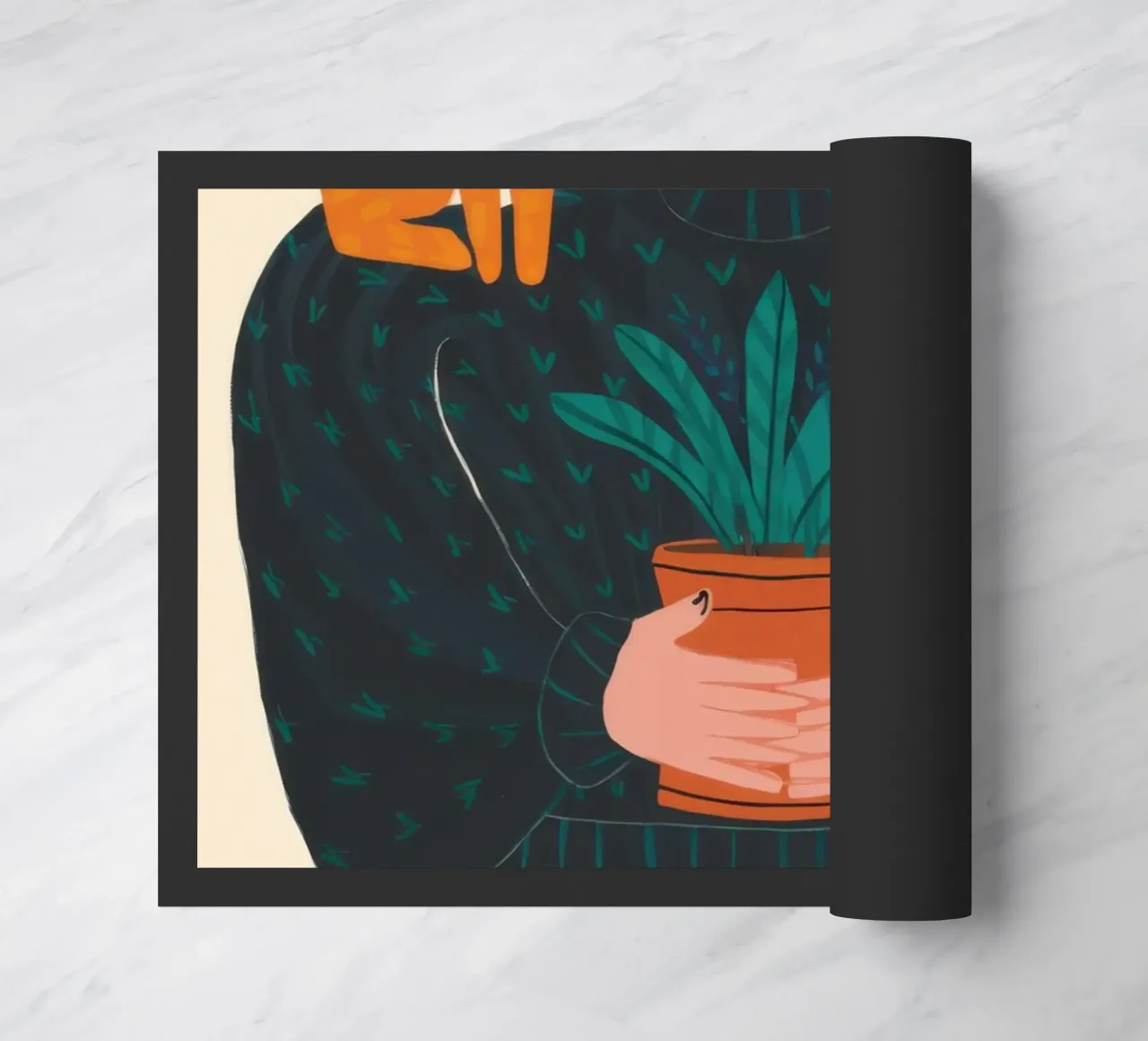 Donna che tiene in mano un vaso per piante zerbino da Marigold Tiga