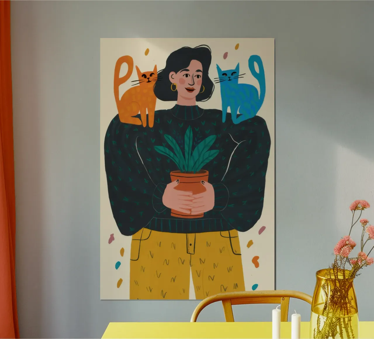 Donna che tiene in mano un vaso per piante carta hahnemühle da Marigold Tiga