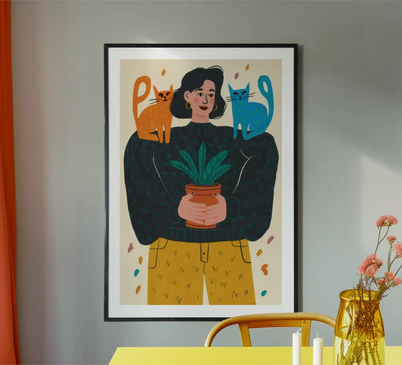 Donna che tiene in mano un vaso per piante carta hahnemühle da Marigold Tiga