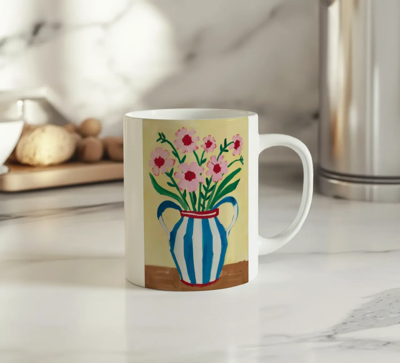 Vaso a righe Bouquet rosa tazza in ceramica da Pale Aura