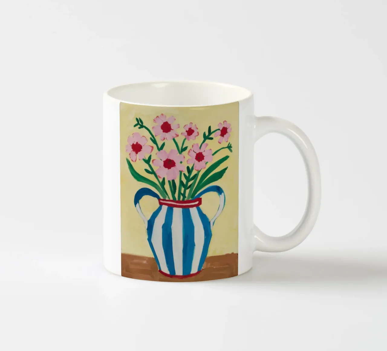 Vaso a righe Bouquet rosa tazza in ceramica da Pale Aura