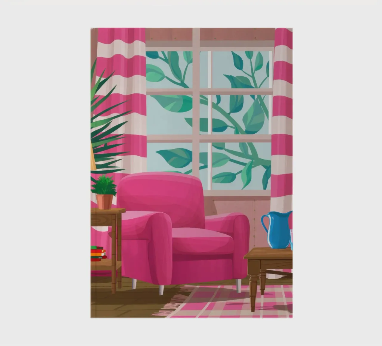 Fauteuil rose Mur rayé carnet de notes de Marigold Tiga