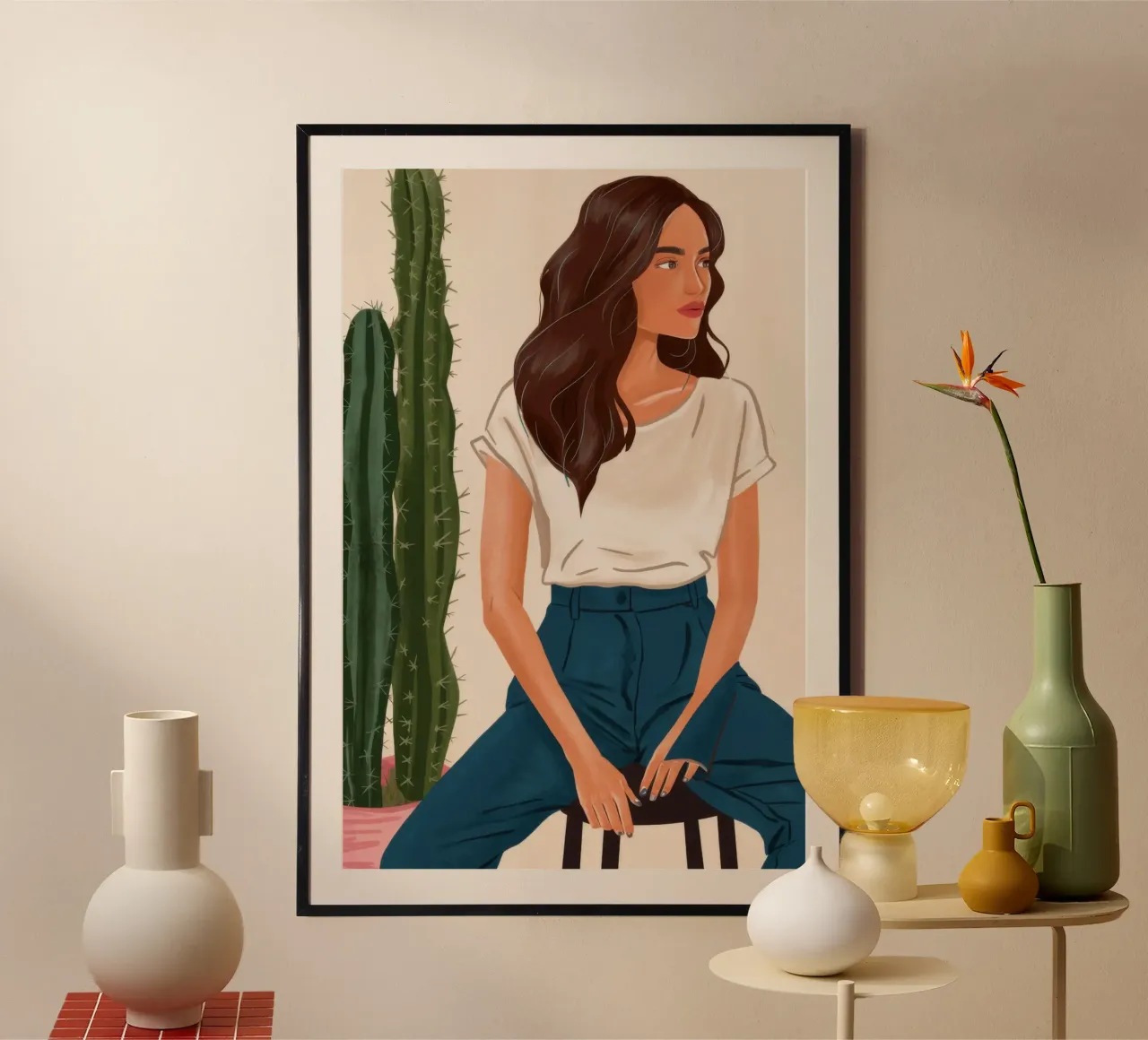 Cactus Jeans Repose poster con telaio in legno da Pale Aura