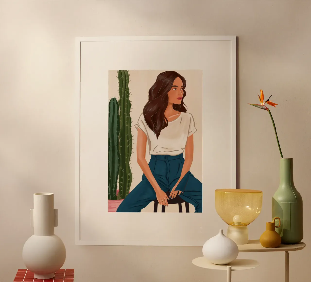 Cactus Jeans Repose poster con telaio in legno da Pale Aura