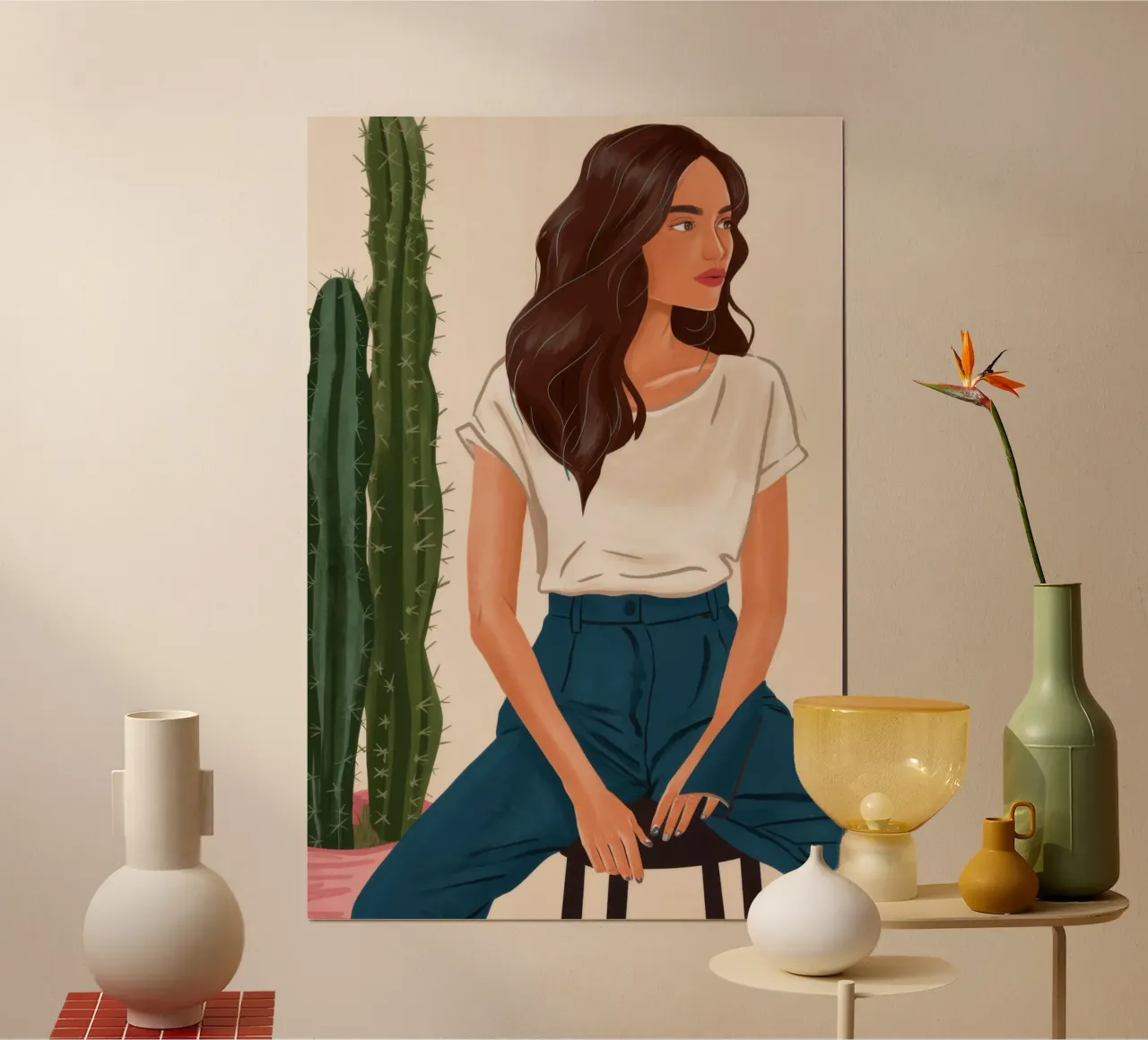 Cactus Jeans Repose poster con telaio in legno da Pale Aura