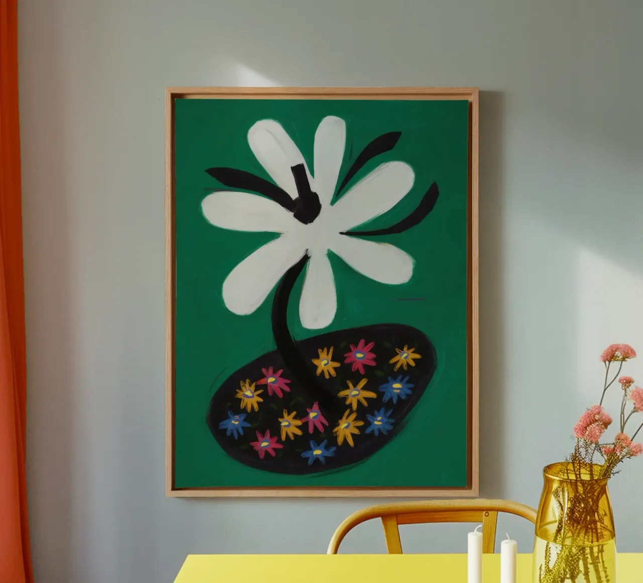 Abstract Leaf Pattern canvas with Floater frame by Sentinel Glow