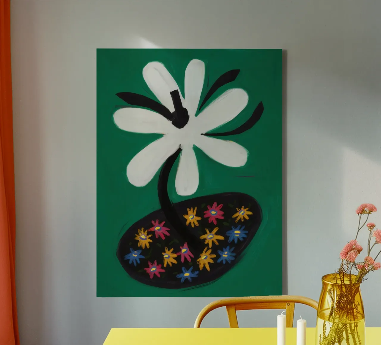 Abstract Leaf Pattern canvas with Floater frame by Sentinel Glow