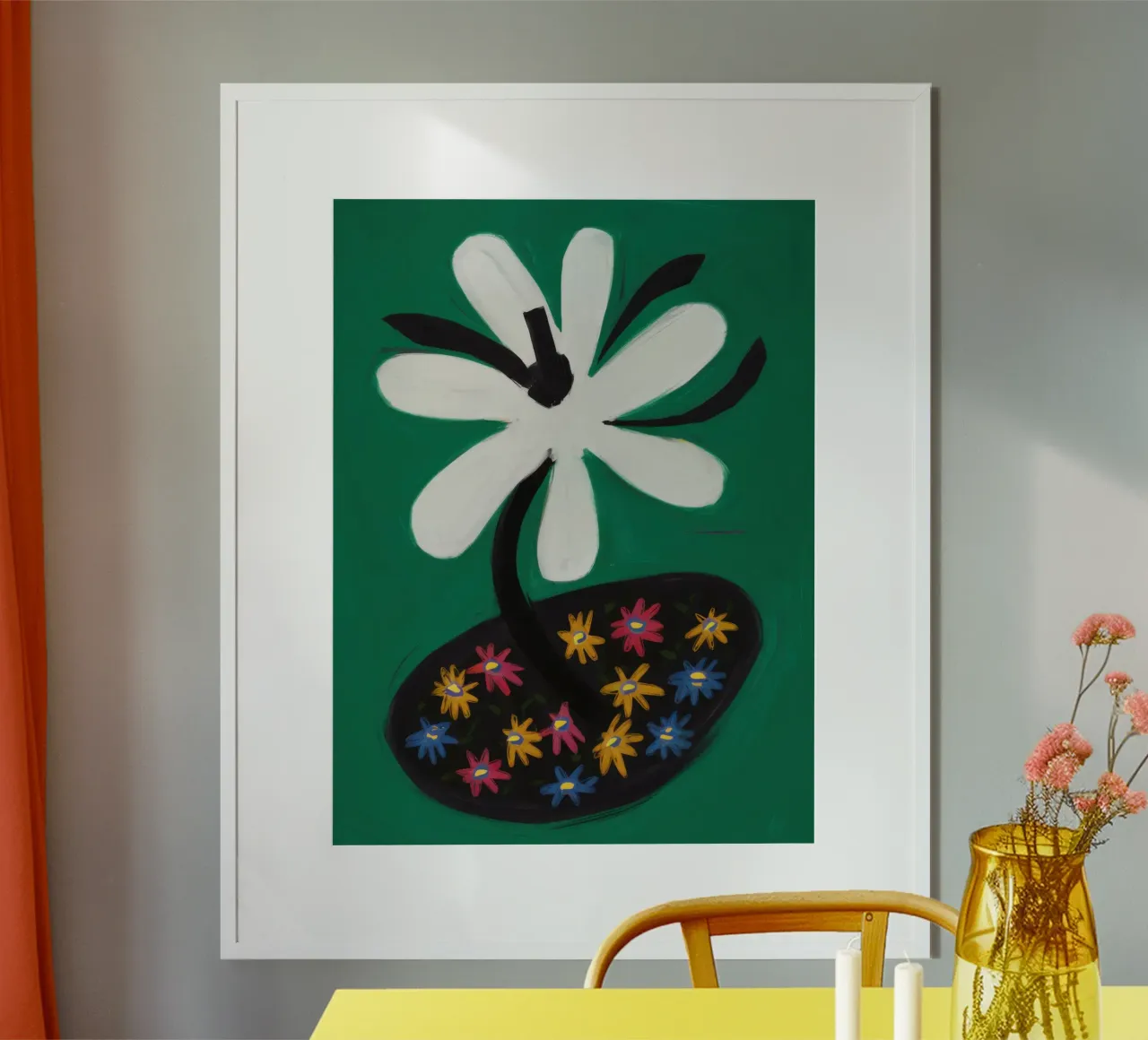 Abstract bladpatroon poster met aluminium frame van Sentinel Glow