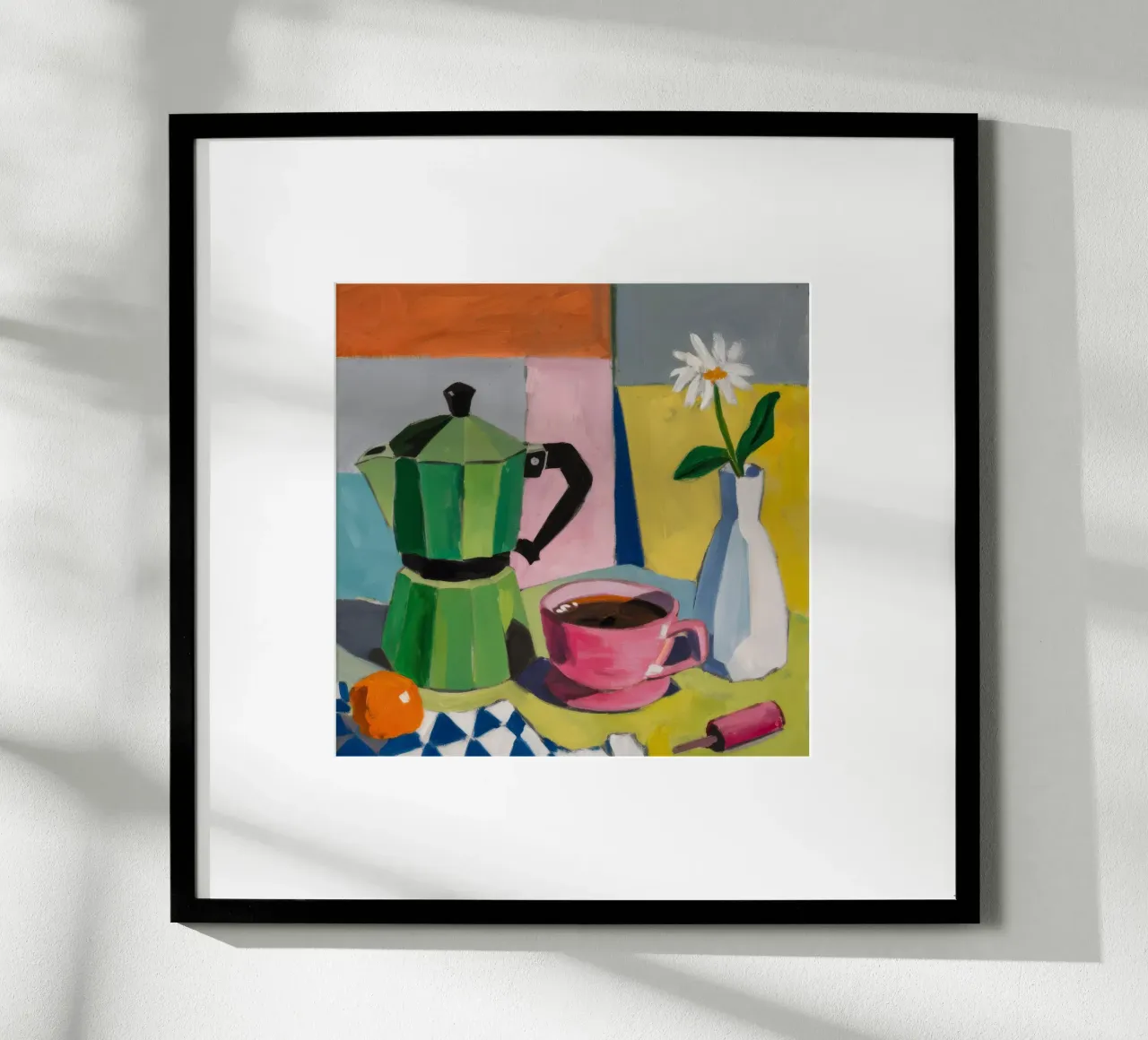 Tazza Moka Pot rosa poster con telaio in plastica da Stone Decade