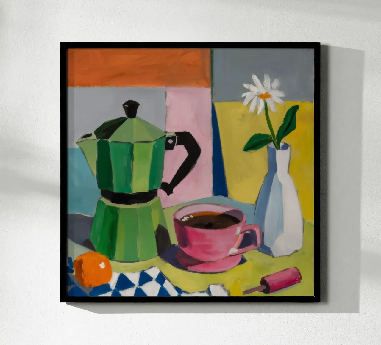Tazza Moka Pot rosa poster con telaio in plastica da Stone Decade