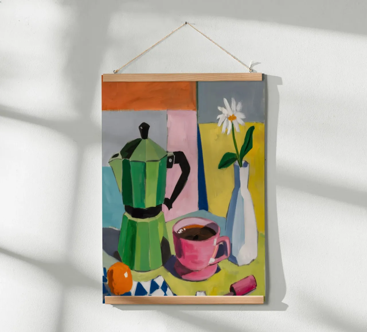 Tazza Moka Pot rosa poster con telaio in plastica da Stone Decade