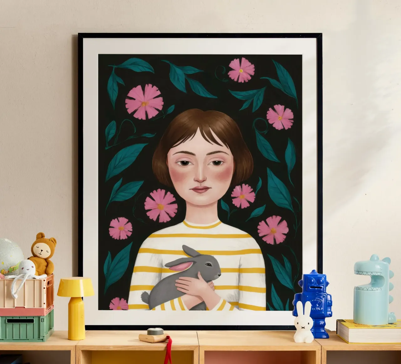 Donna con gatto e fiori carta hahnemühle da Marigold Tiga